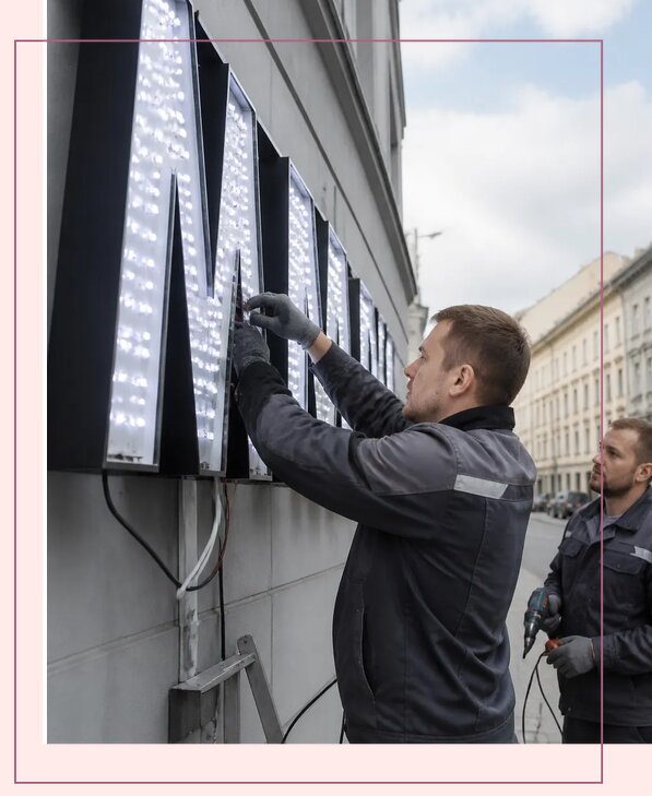 Изготовление и монтаж светодиодных LED вывесок в Усинске